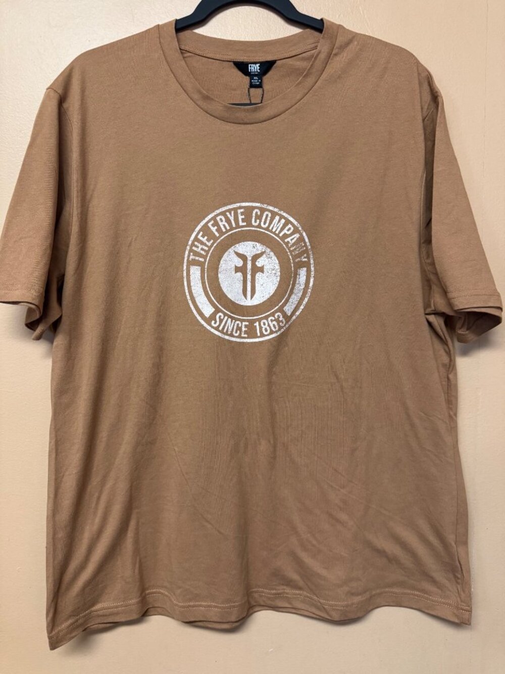 Frye Company Logo Graphic T Shirt Mens XL Tobacco Brown Crew Neck NWT Cotton